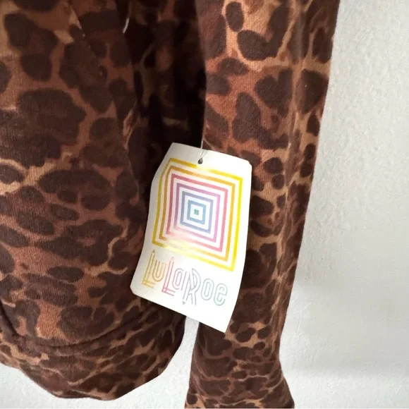 NWT Lula Roe Leopard Print Presley Jersey Knit Moto Jacket XL - Picture 2 of 6